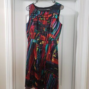 Ellen Tracy Dress; Fit and Flare; Size 8; Multicolor